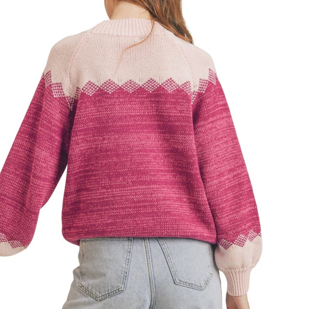 Lush Size Small Raspberry Color Block Crewneck Sw… - image 2